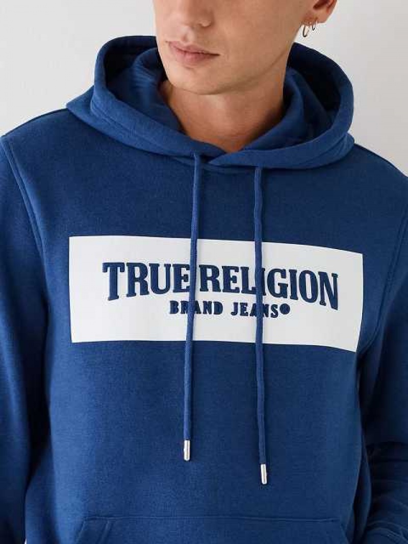 True Religion True Logo Hoodie Herr Blå | JZA709328