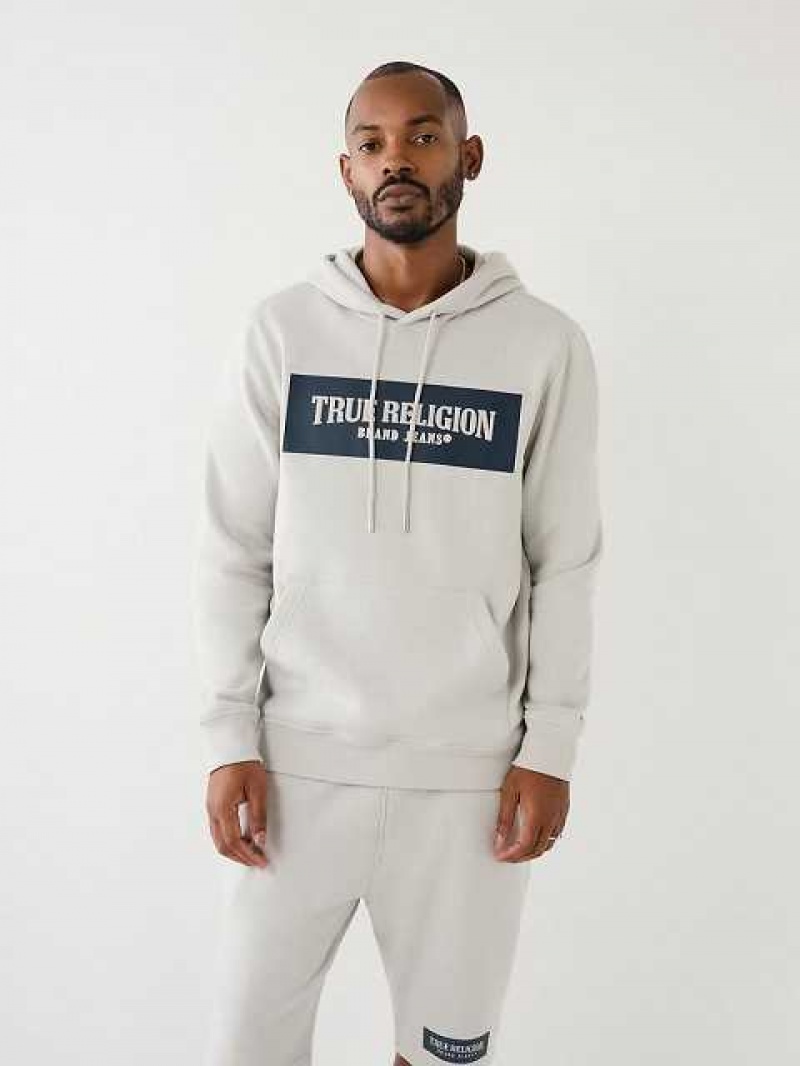 True Religion True Logo Hoodie Herr Grå Vita | IRO267309