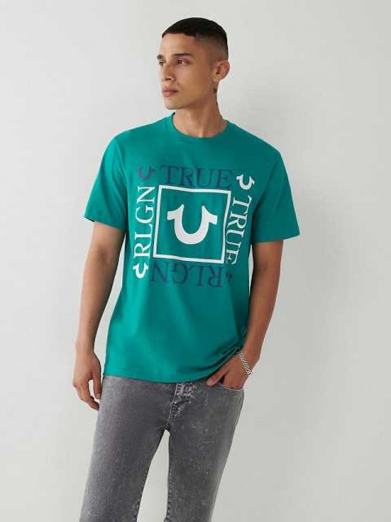 True Religion True Logo T-shirt Herr Gröna | WRO254091