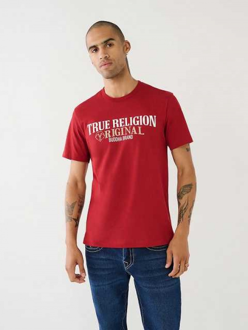 True Religion True Logo T-shirt Herr Röda | NRI730418