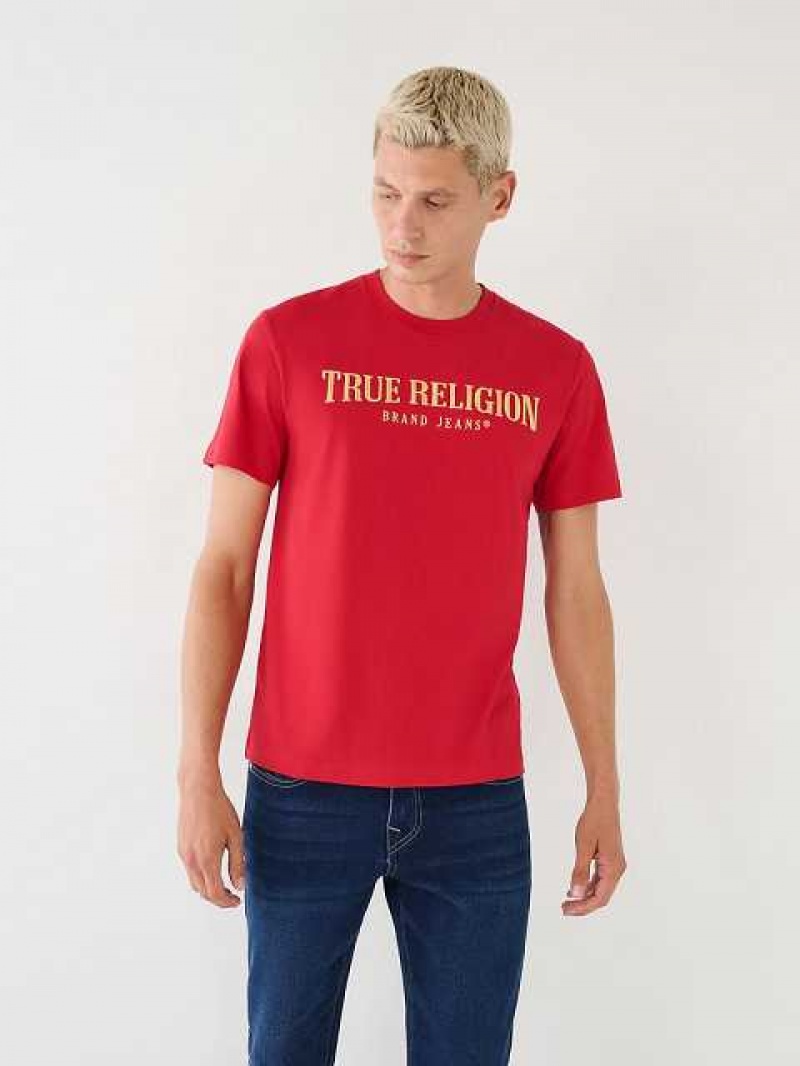 True Religion True Logo T-shirt Herr Röda | NRB308947