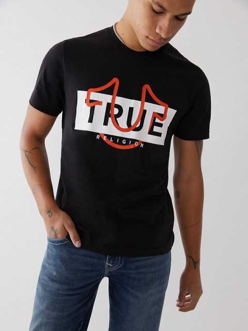 True Religion True Logo T-shirt Herr Svarta | WEH903264