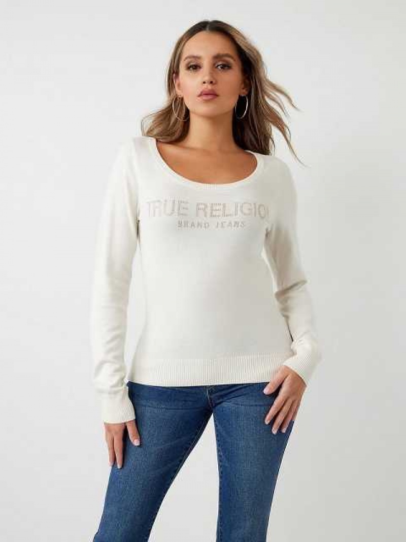 True Religion True Religion Crystal Logo Tröja Dam Vita | MJQ547291