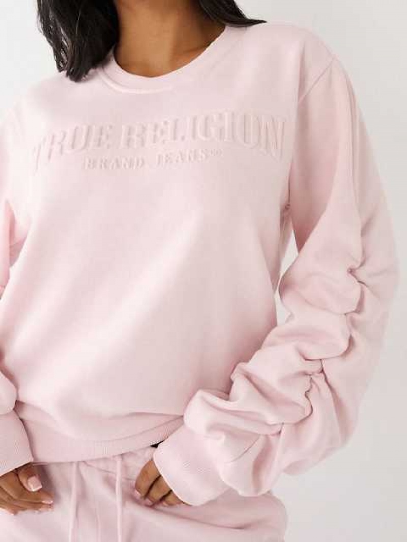 True Religion True Ruched Relaxed Sweatshirt Dam Rosa | NOR970465