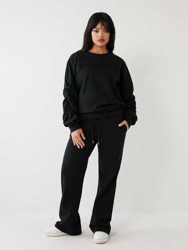 True Religion True Ruched Relaxed Sweatshirt Dam Svarta | DWA316478