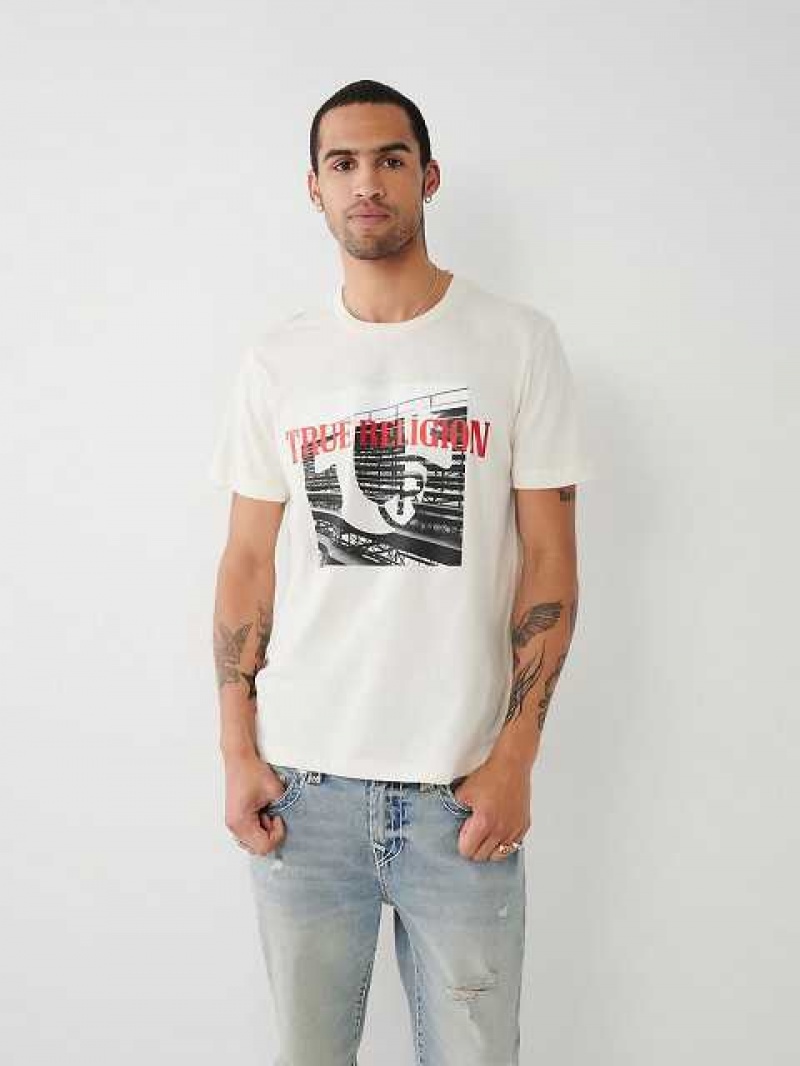 True Religion True Tryck T-shirt Herr Vita | HXE583746