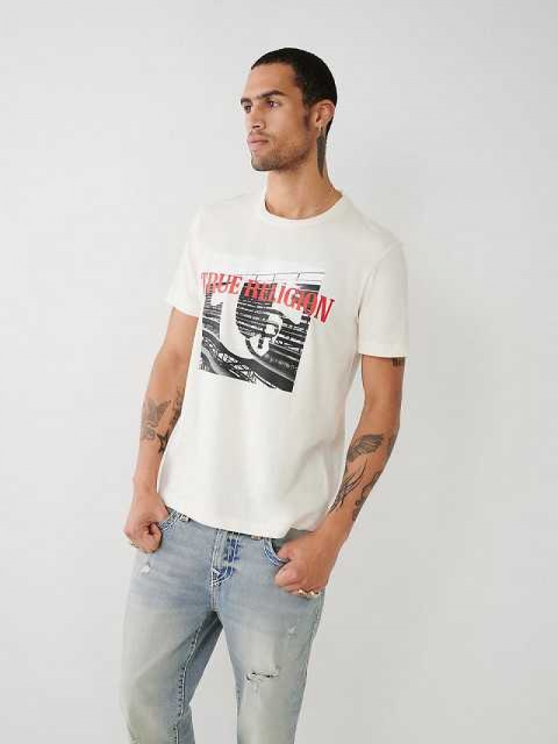 True Religion True Tryck T-shirt Herr Vita | HXE583746