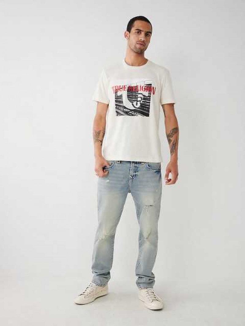 True Religion True Tryck T-shirt Herr Vita | HXE583746