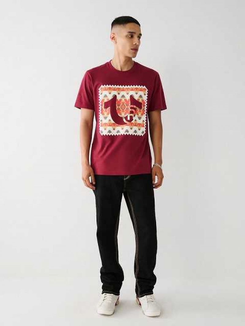 True Religion Tryck Logo T-shirt Herr Fuchsia | EHT709415