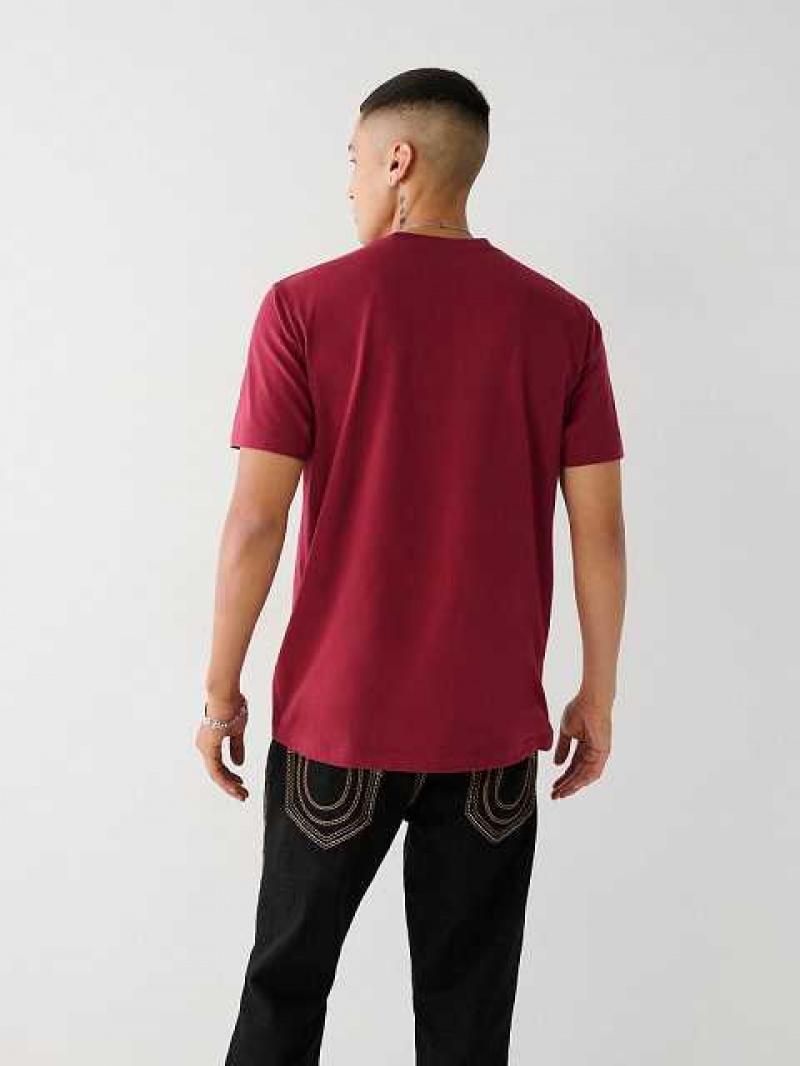 True Religion Tryck Logo T-shirt Herr Fuchsia | EHT709415