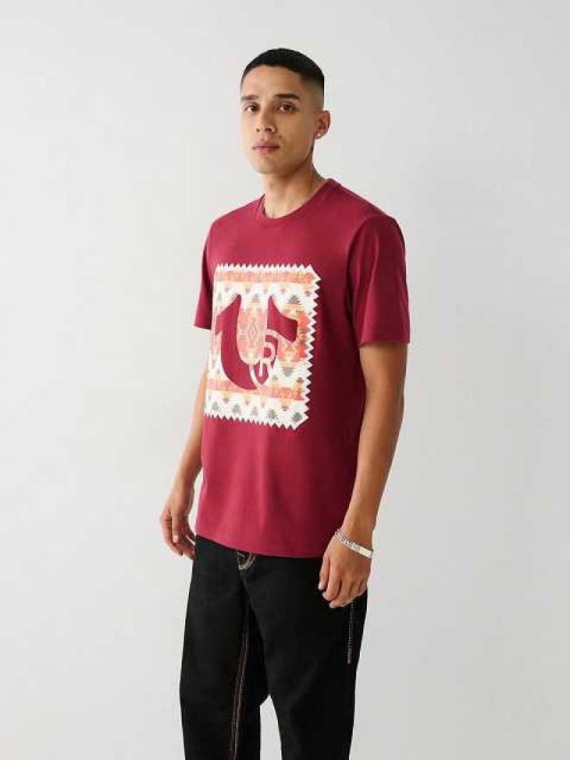 True Religion Tryck Logo T-shirt Herr Fuchsia | EHT709415