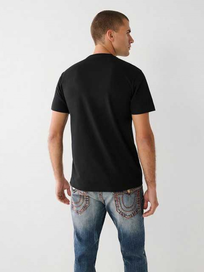 True Religion Tryck Logo T-shirt Herr Svarta | CRU296580