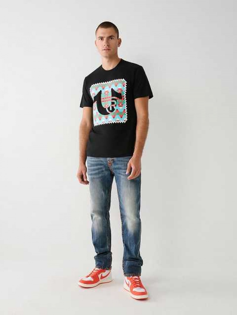 True Religion Tryck Logo T-shirt Herr Svarta | CRU296580