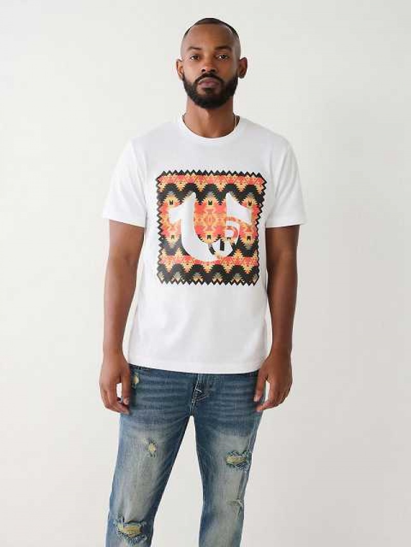 True Religion Tryck Logo T-shirt Herr Vita | WJM340687