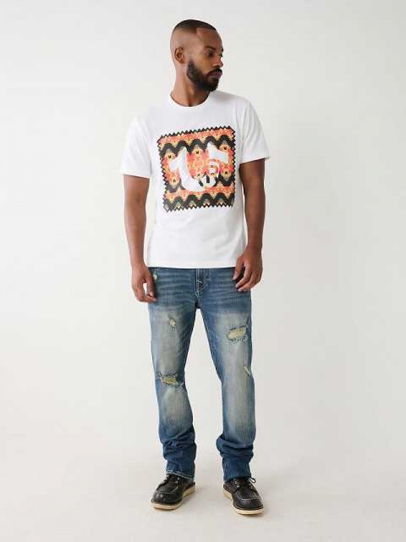 True Religion Tryck Logo T-shirt Herr Vita | WJM340687