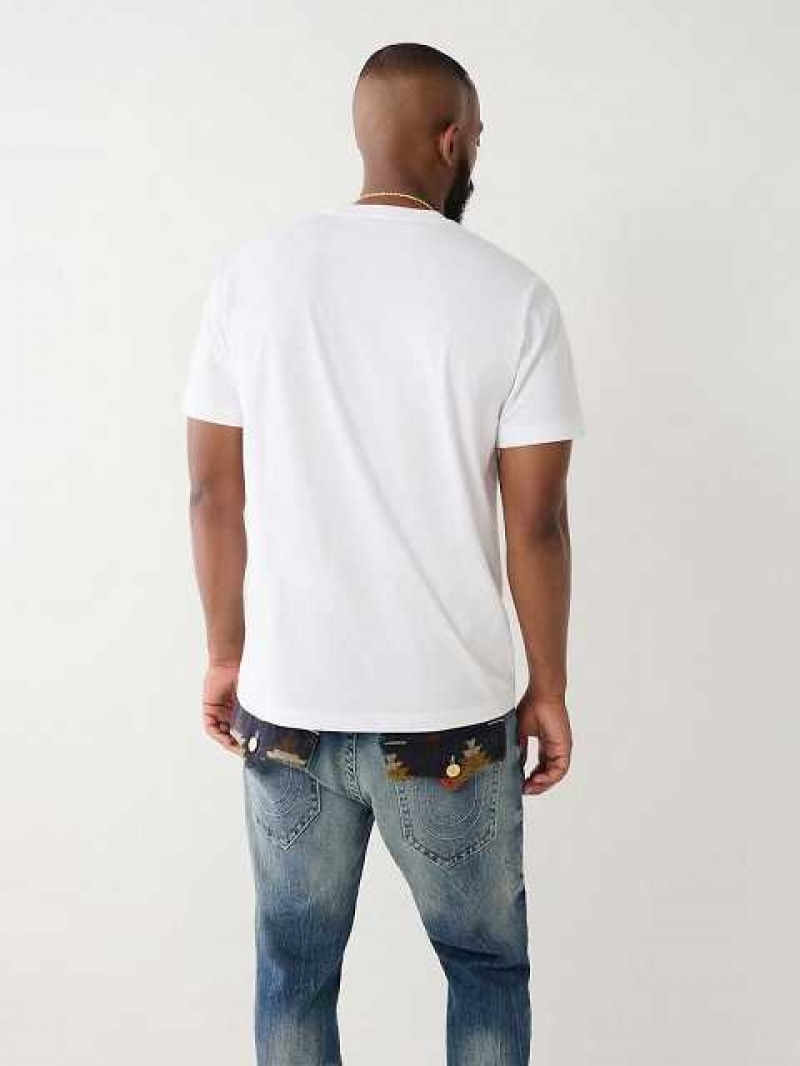 True Religion Tryck Logo T-shirt Herr Vita | WJM340687