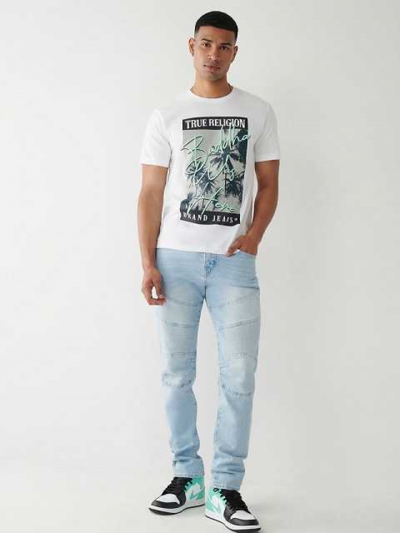 True Religion Tryck Logo T-shirt Herr Vita | IVO371506