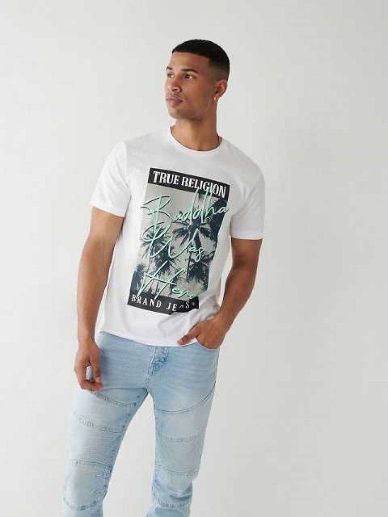 True Religion Tryck Logo T-shirt Herr Vita | IVO371506