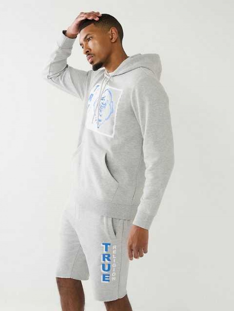 True Religion Two Tone Buddha Logo Hoodie Herr Grå | JFM637051