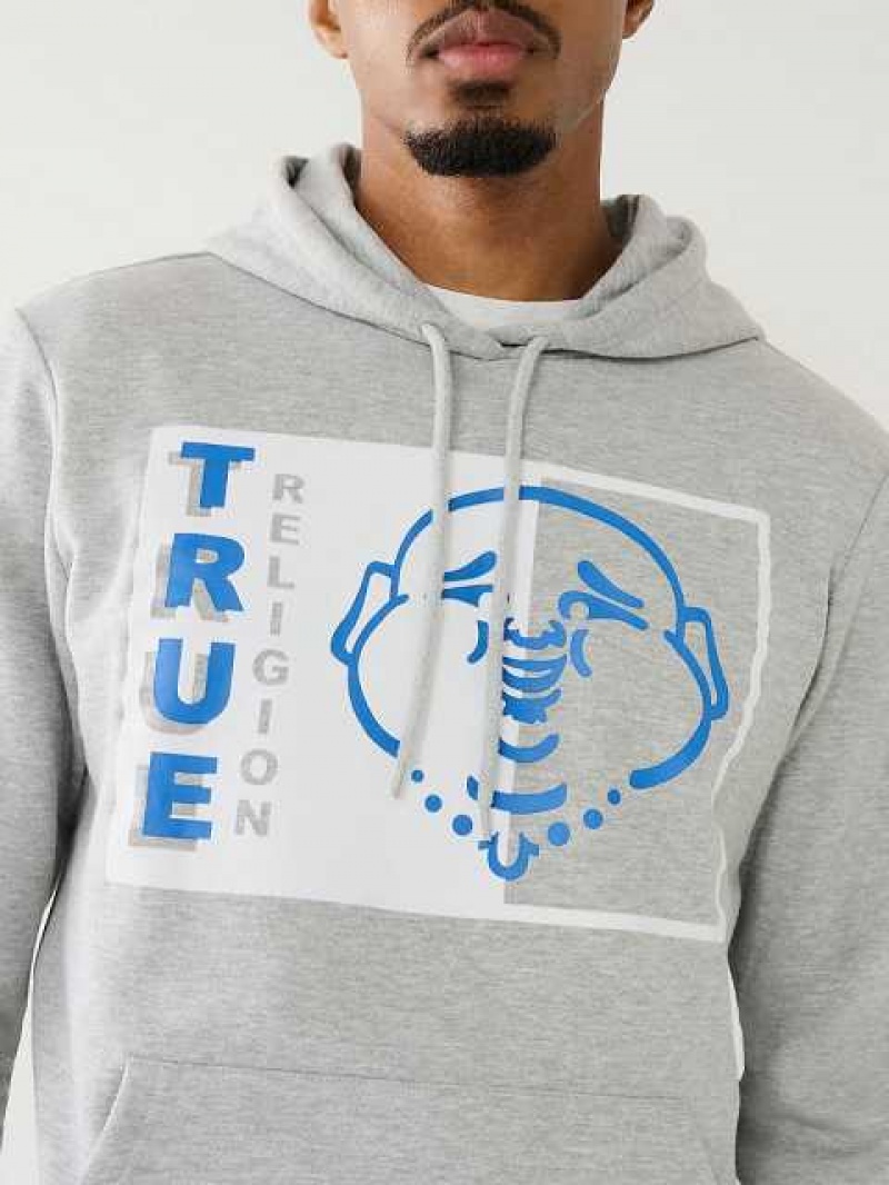 True Religion Two Tone Buddha Logo Hoodie Herr Grå | JFM637051