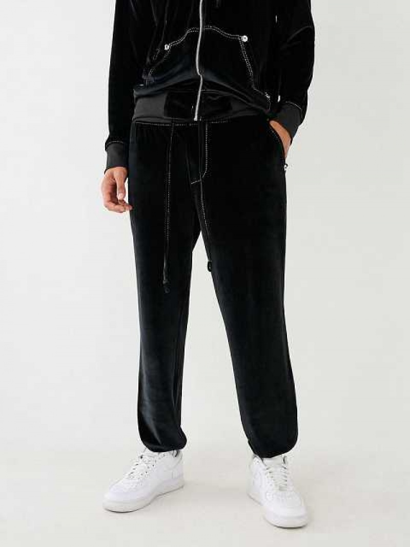 True Religion Velour Big T Joggingbyxor Herr Svarta | DFV063428