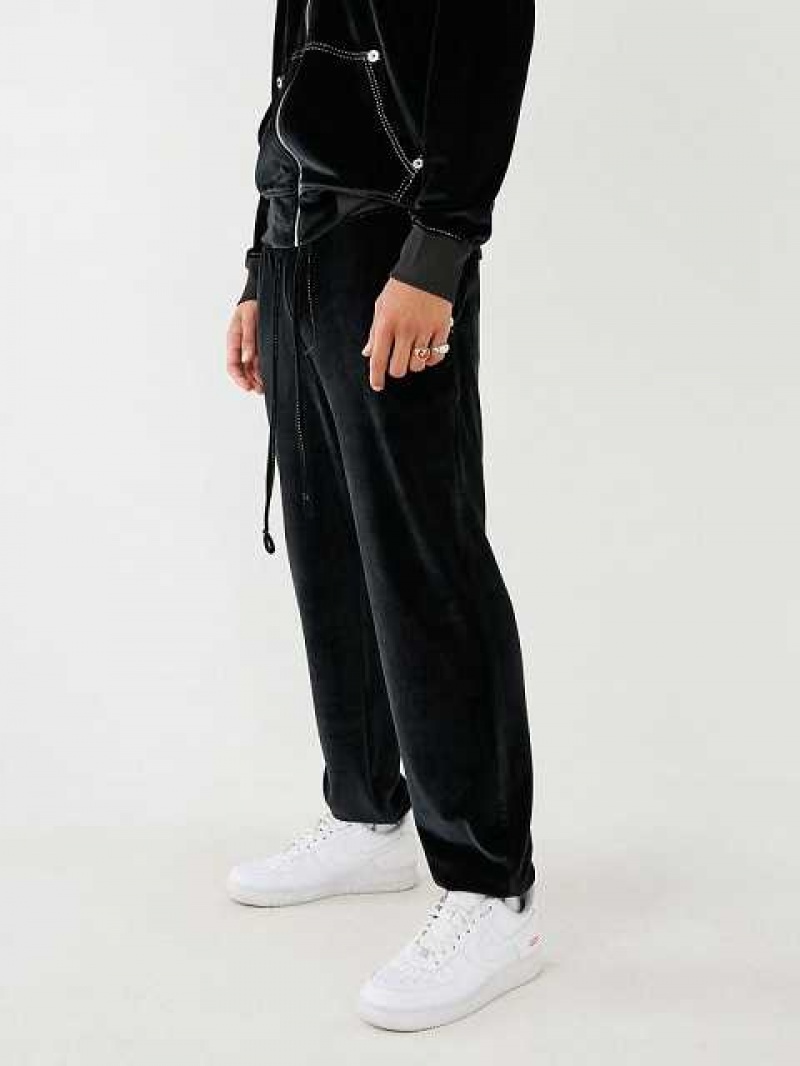 True Religion Velour Big T Joggingbyxor Herr Svarta | DFV063428