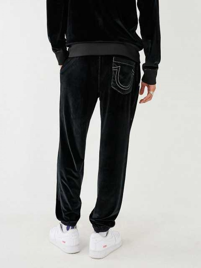 True Religion Velour Big T Joggingbyxor Herr Svarta | DFV063428