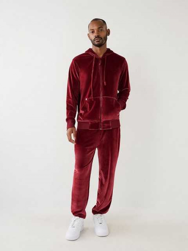 True Religion Velour Big T Joggingbyxor Herr Fuchsia | AYZ804512