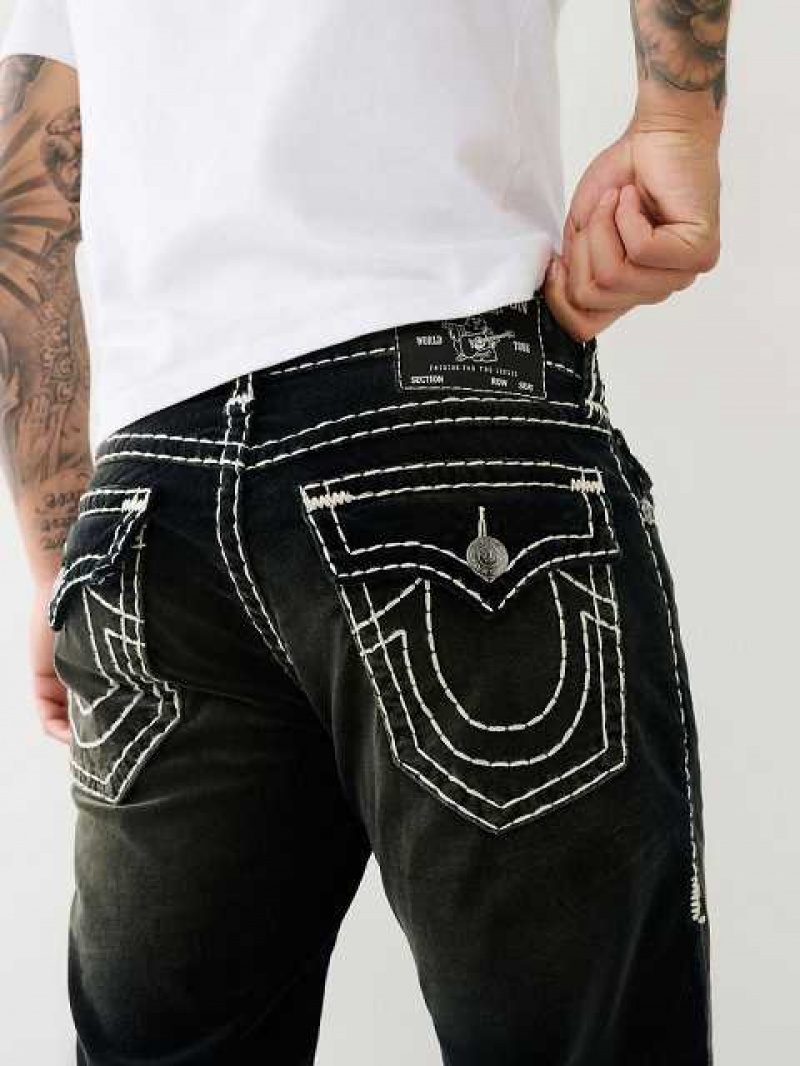 True Religion Velvet Ricky Fadded 34” Straight Jeans Herr Svarta Tvätt | GOS406982