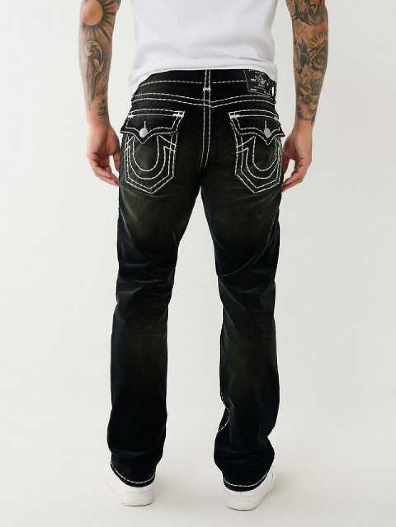 True Religion Velvet Ricky Fadded 34” Straight Jeans Herr Svarta Tvätt | GOS406982