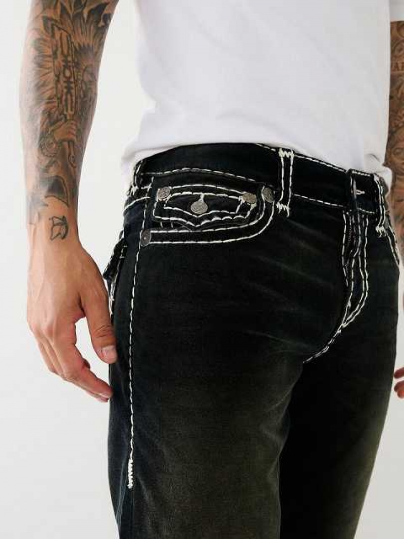 True Religion Velvet Ricky Fadded 34” Straight Jeans Herr Svarta Tvätt | GOS406982