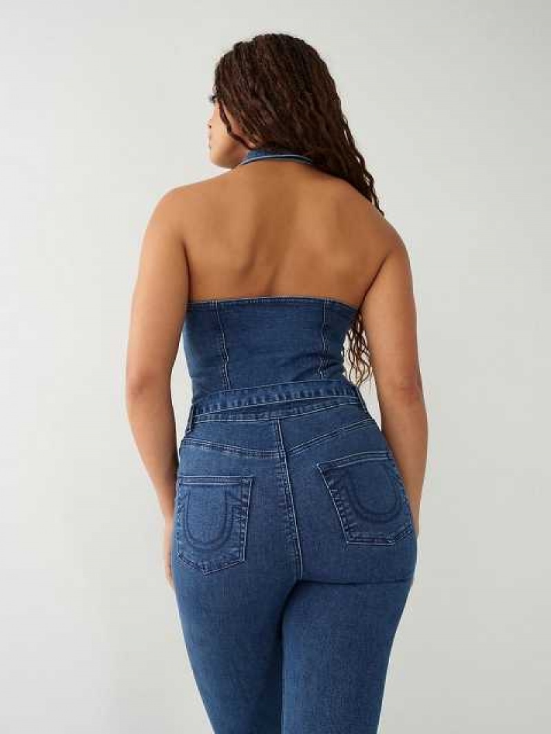 True Religion Zip Denim Jumpsuit Dam Blå Tvätt | YNV174896